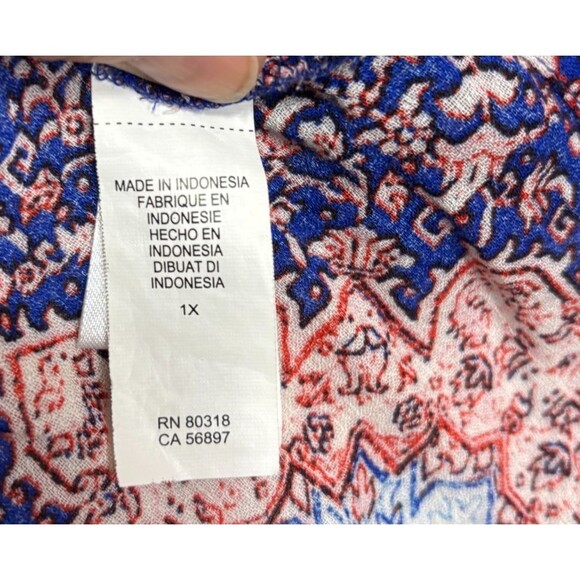 Lucky Brand Peasant Top Womens 1X Purple Floral Boho Flowy Relaxed Casual Comfy - Picture 6 of 9